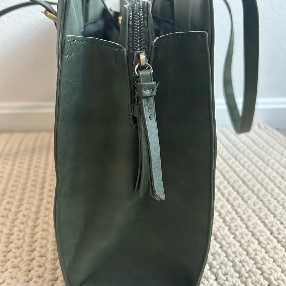 Leather Style Embossed Floral Forest Green Women's Tote Bag - Picture 12 of 15